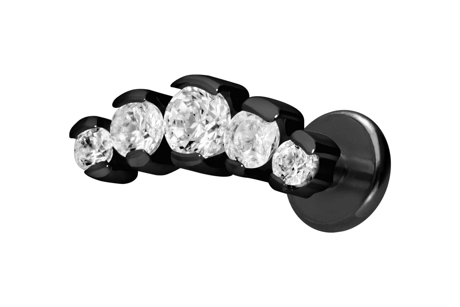 Titan Labret Piercing mit Innengewinde 5 EINGEFASSTE KRISTALLE